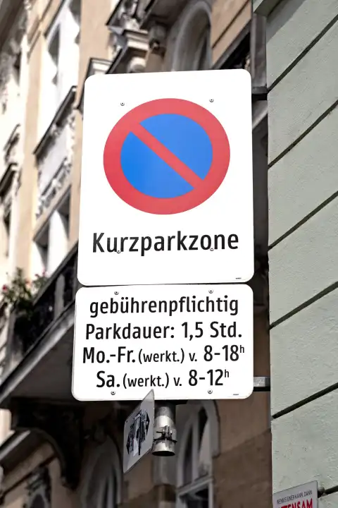 Sign, short-term parking zone, Austria