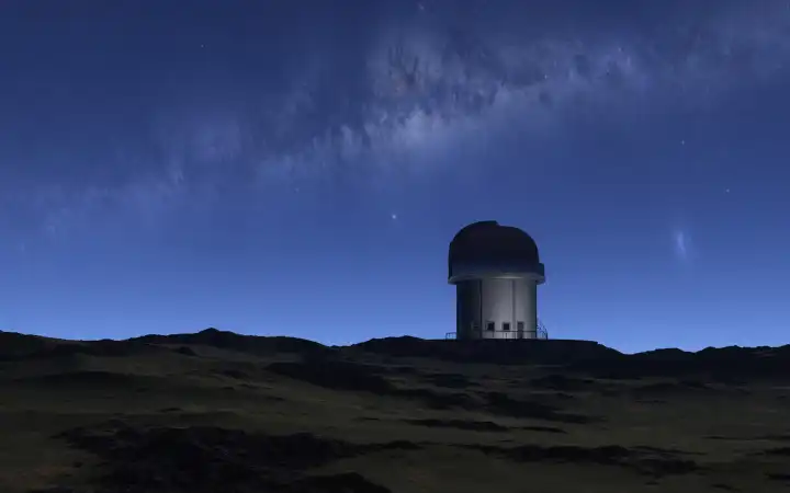 Eine Sternwarte bei nacht mit Milchstrasse