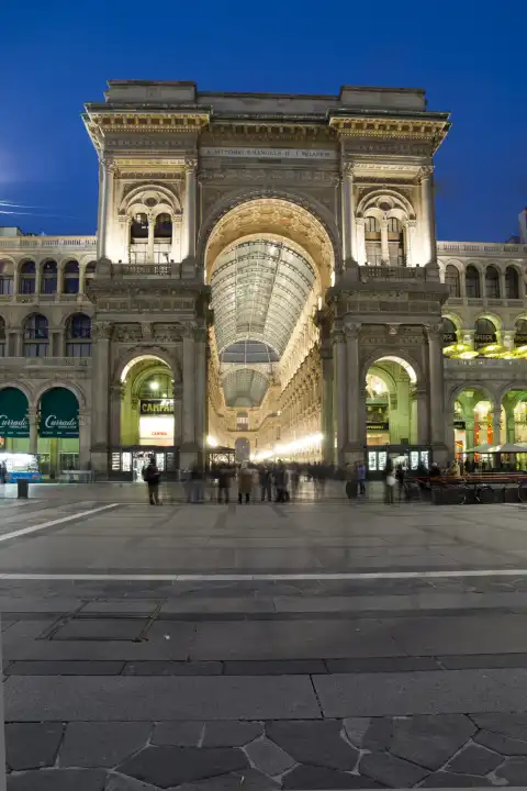 Entrance of the Galleria Vittorio Emanuele II , Milan, Milano, Lombardy, Italy, Europe