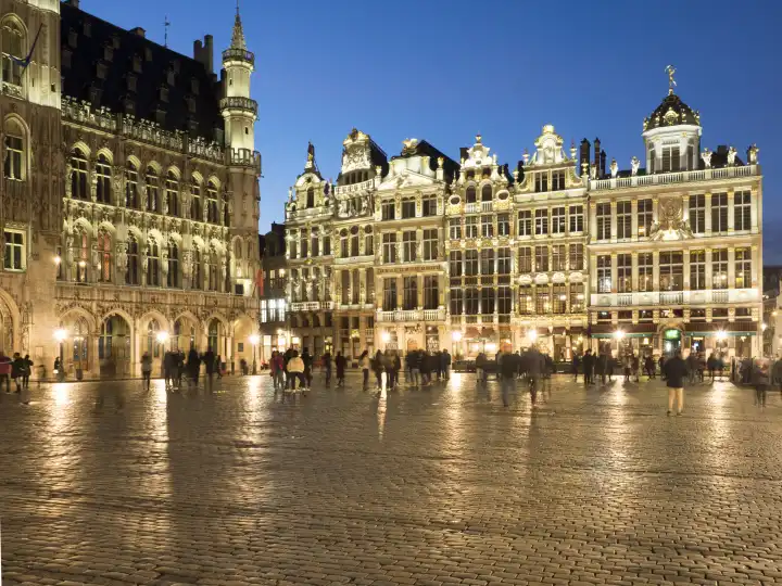 Grand-Place, Grote Markt at night, Brussels, Belgium, Europe