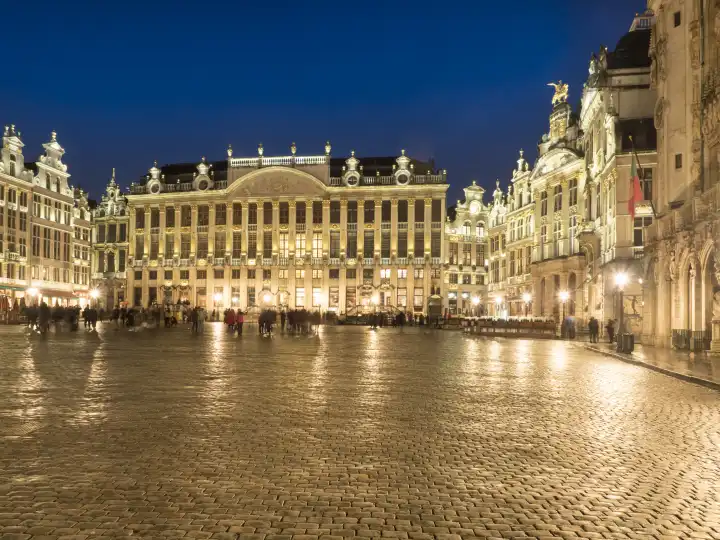 Grand-Place, Grote Markt at night, Brussels, Belgium, Europe
