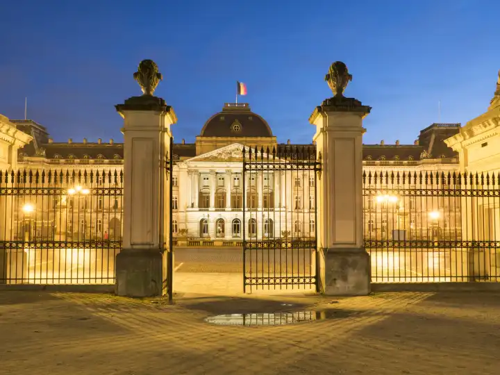 Royal Palace at night, Brussels, Belgium, Europe