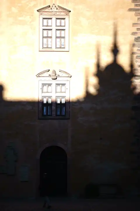 Shadows in the courtyard Johannisburg Castle Aschaffenburg