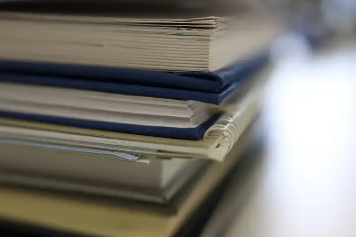 Stack of books on the desk