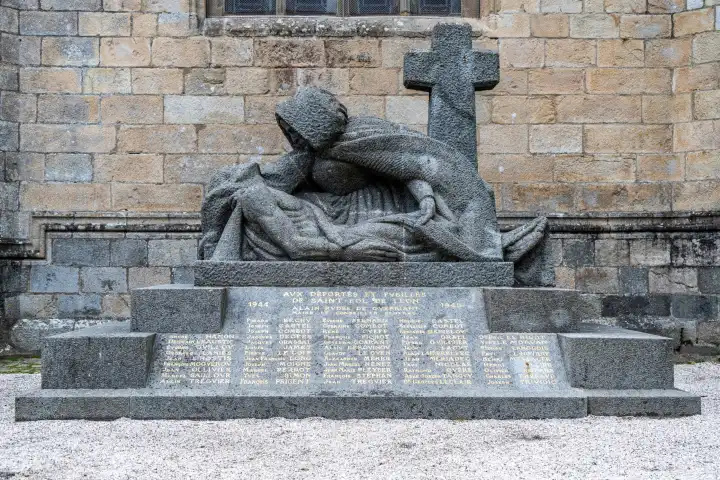 WW2 war memorial at the cathedral in Saint-Pol-de-Leon, Brittany