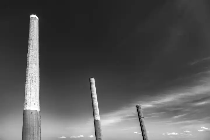Chimneys in a coal-fired power station
