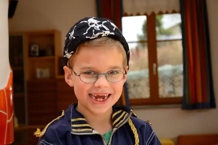little boy dressed as pirate