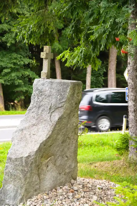 Memorial to death in a serious traffic accident - road victims