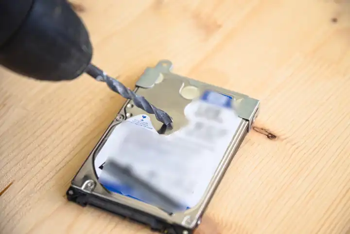 Prevent data theft by mechanically destroying electronic data - data security, hard drive