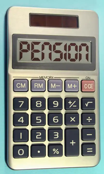 Symbol pocket calculator pension