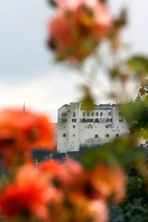 Österreich, Salzburg, Schloss Mirabellgarten und Festung Hohen Salzburg