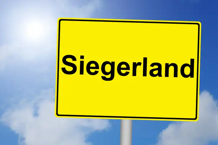 Siegerland Schild mit Himmelhintergrund