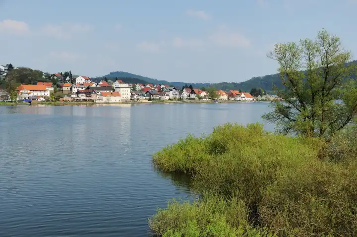 Edersee waterside at Herzhausen with full filling