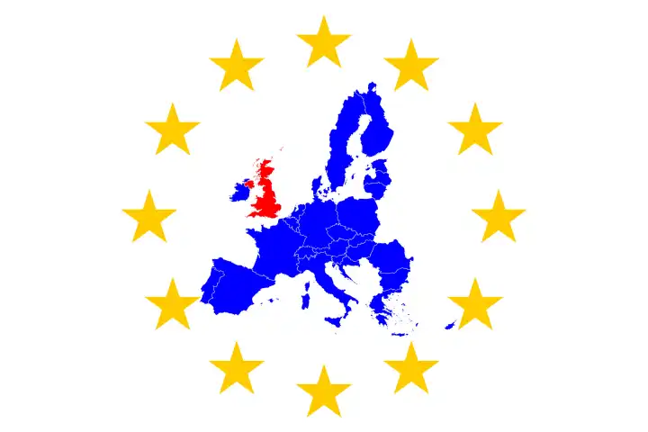 Brexit Europakarte mit Europasternen Kreis