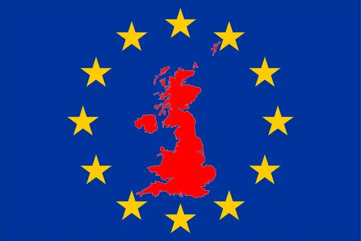 Brexit Grossbritannienkarte mit Europasternen Kreis