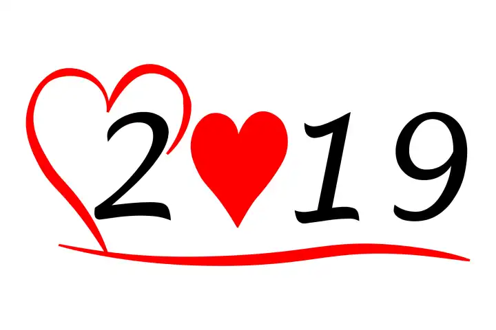 Jahr 2019 mit Herz