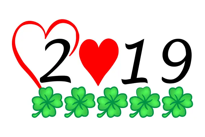Jahr 2019 mit Glück und Herz