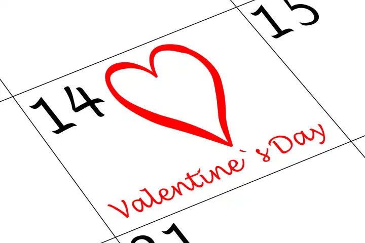 Valentin s Tag Kalender mit Herz und Schrift