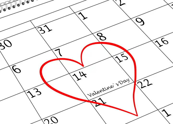 Valentine s Day I love You Calendar Page with Heart