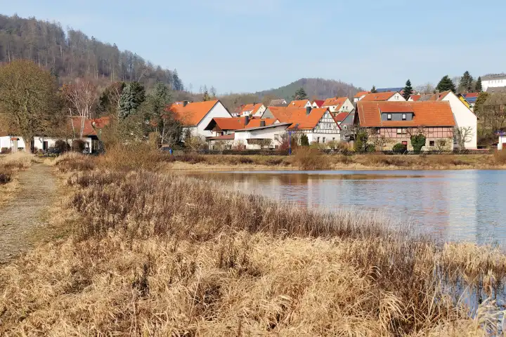 Herzhausen at the Edersee in Winter time at full filling