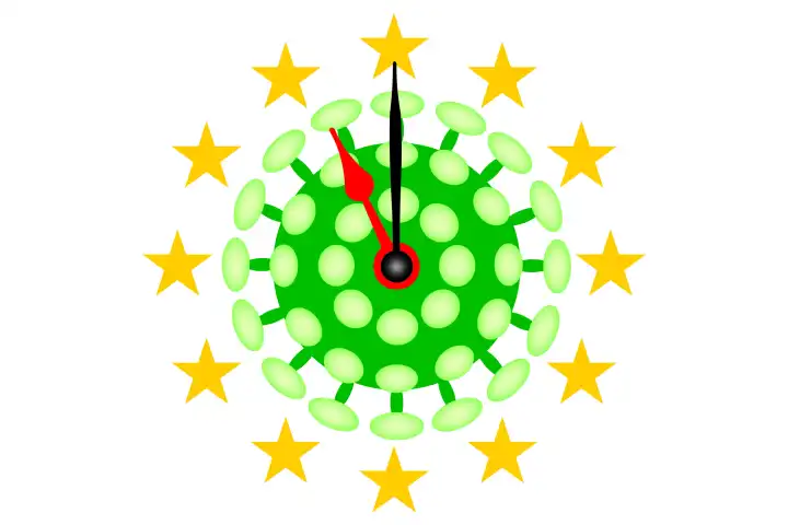 COVID-19 Virus Europe pandemic with Clock