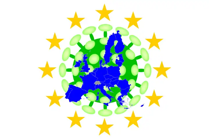 COVID-19 Virus mit Europakarte