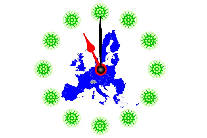 COVID-19 Virus Map from Europe with Clock