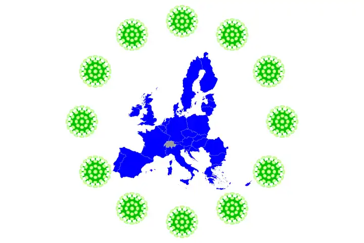 COVID-19 Virus Europa Flagge Pandemie