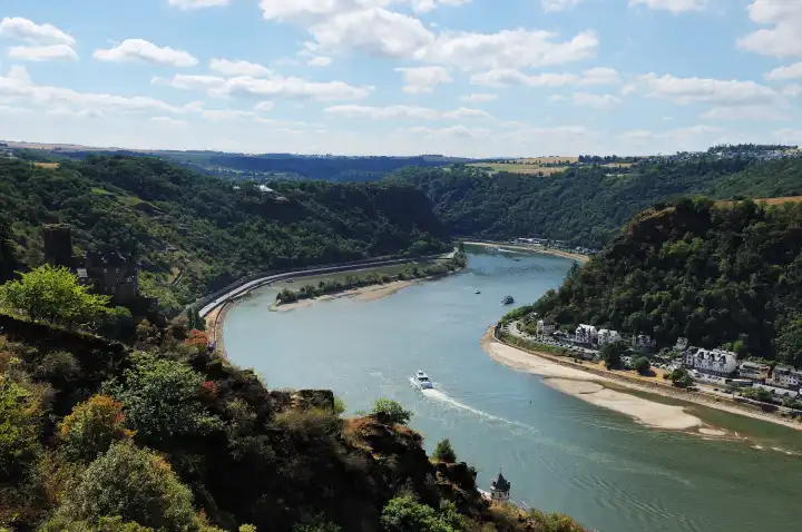 Katz Castle and the Loreley in the Middle Rhine Valley
