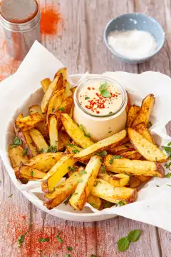 Homemade fries, potato wedges