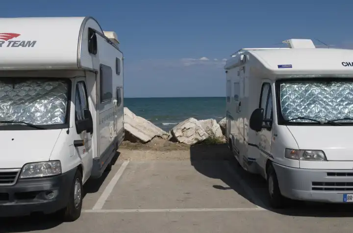 campervan by the coast of Marche, italy