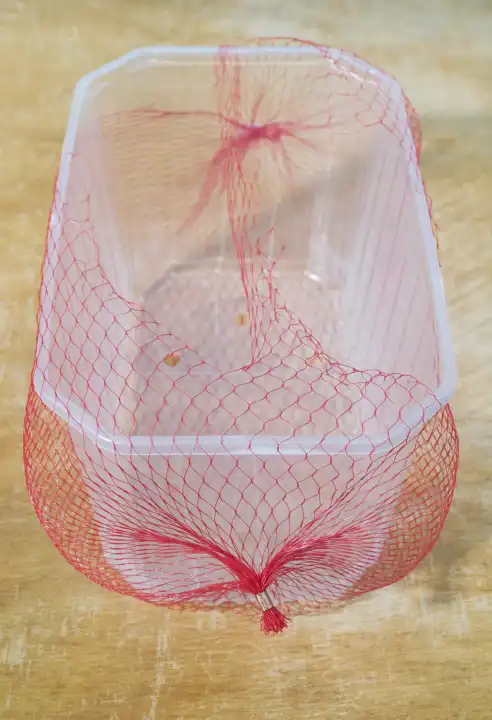 empty fruit plastic box with net