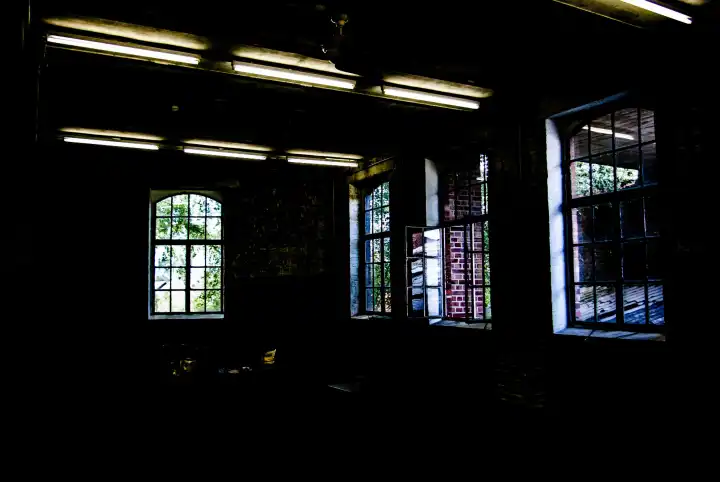 Dark room, window in the light