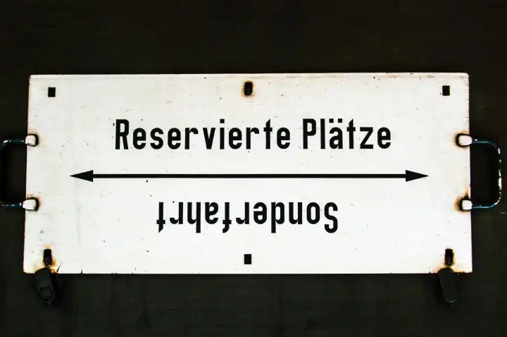 Old railroad, sign, reserved seats
