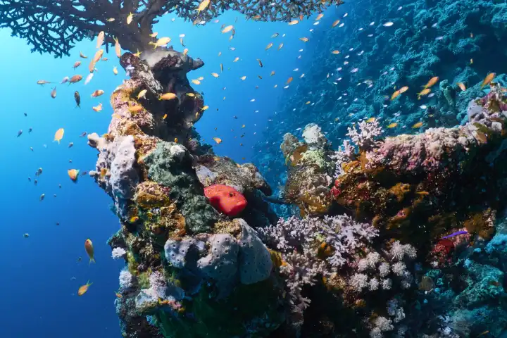 Juwelenbarsch in seinem Rückzugsort im Korallenriff