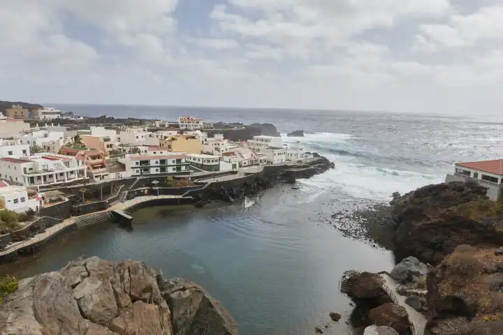 Wild sea, calm natural bathing bay near Tamaduste. El Hierro, Canary Islands, Spain
