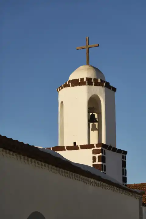 Bell tower of the Catholic Church of San Antonio Abad, Taibique, El Pinar, El Hierro, Canary Islands, Spain.
