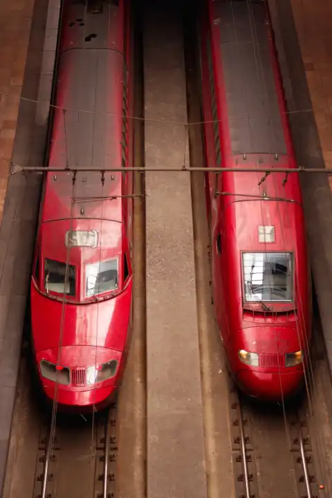 Thalys high speed trains in Antwerp train station