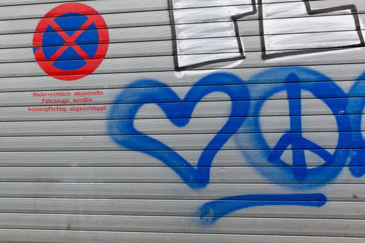 Love and Peace in the absolute no stopping zone. Heart and peace sign