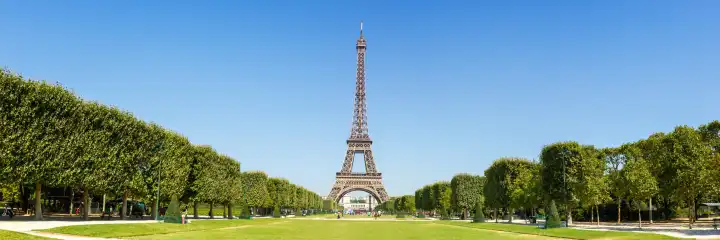 Paris, France     23 July 2019: Paris Eiffel Tower Eiffel Tower Eiffel Tower Panorama Travel Travel in France