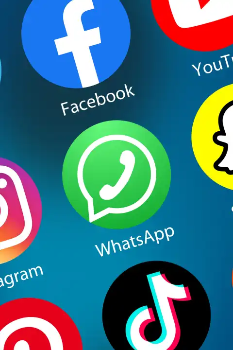 WhatsApp logo social media icon social network in internet background portrait in Germany