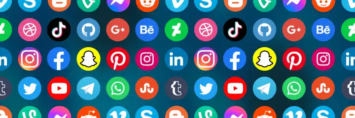 Logo of social media icons social network Facebook, Instagram, YouTube, Twitter and WhatsApp on the Internet Banner in Germany