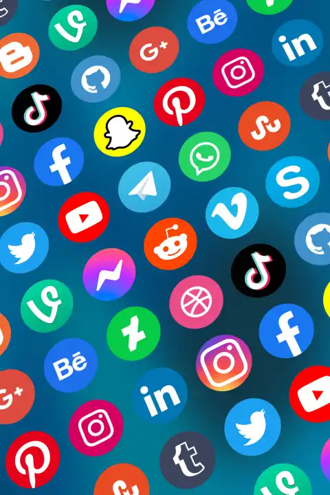 Logo of social media icons social network Facebook, Instagram, YouTube, Twitter and WhatsApp in Internet portrait in Germany
