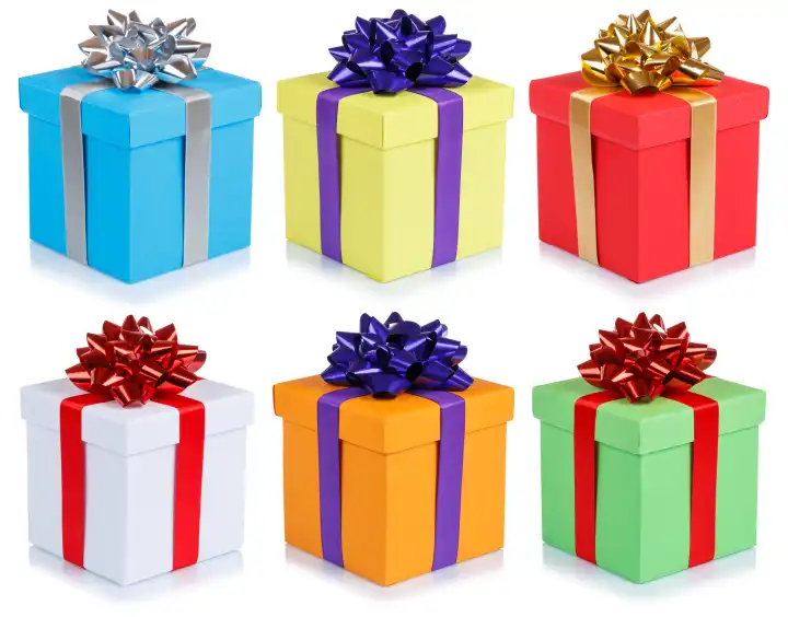 Geschenke Geburtstag Weihnachten Sammlung Weihnachtsgeschenke Geburtstagsgeschenke Schachteln schenken isoliert