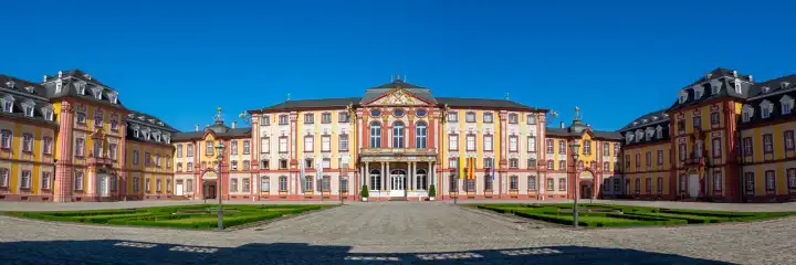 Bruchsal, Germany - June 30, 2022: Bruchsal Baroque Castle Travel Architecture Panorama in Bruchsal, Germany.