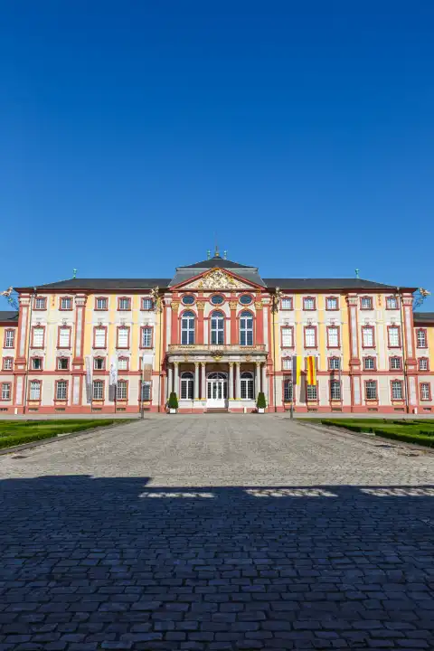 Bruchsal, Germany - June 30, 2022: Bruchsal Baroque Castle travel architecture portrait format in Bruchsal, Germany.