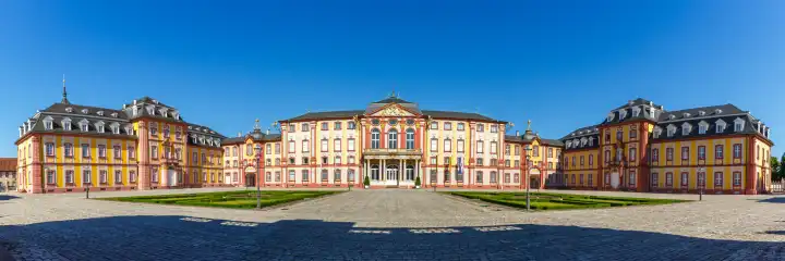 Bruchsal, Germany - June 30, 2022: Bruchsal Baroque Castle Travel Architecture Panorama in Bruchsal, Germany.