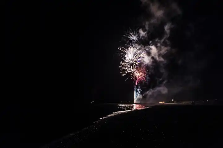 Fireworks on a beach