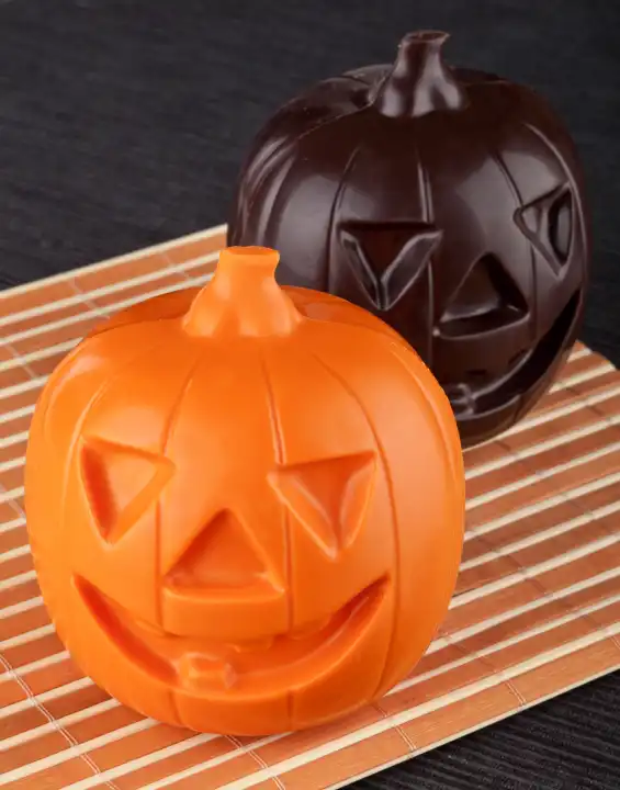Two Pumpkin chocolate halloween on white background