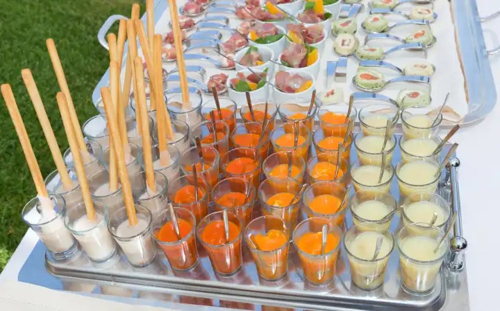 Various Italian specialties on a wedding buffet